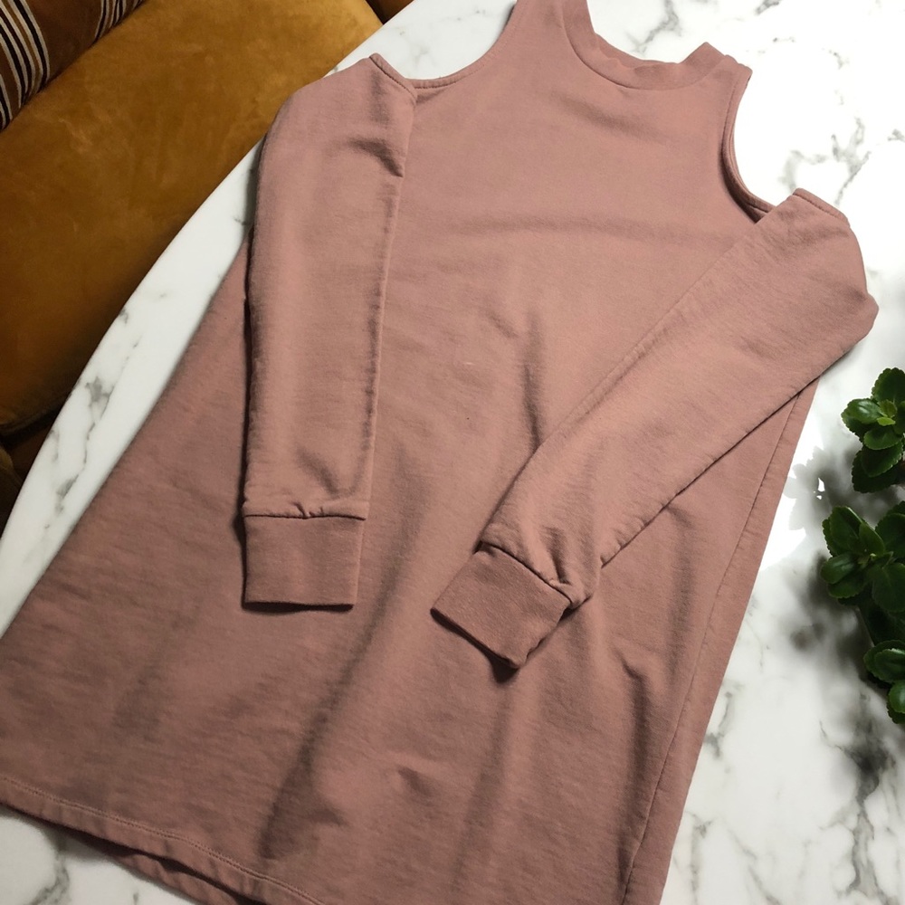 Cold-shoulder, sweatshirt mini-dress